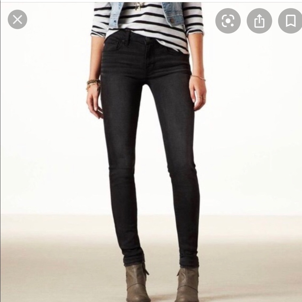 American eagle- super stretch black jeans . Size 2
